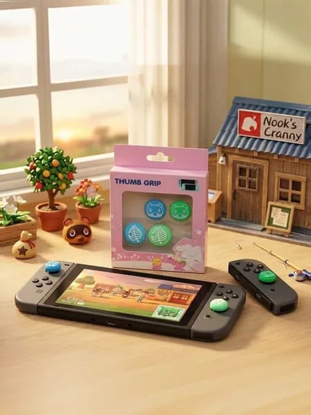Накладки на стики для Nintendo Switch /OLED/Lite мягкий силикон, улучшенный хват, Animal Crossing, 4 шт.