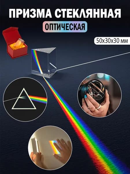 Фотографическая призма 50x30x30 мм. Поставляется в подарочной коробке. Призма. Ловец света. радуга.