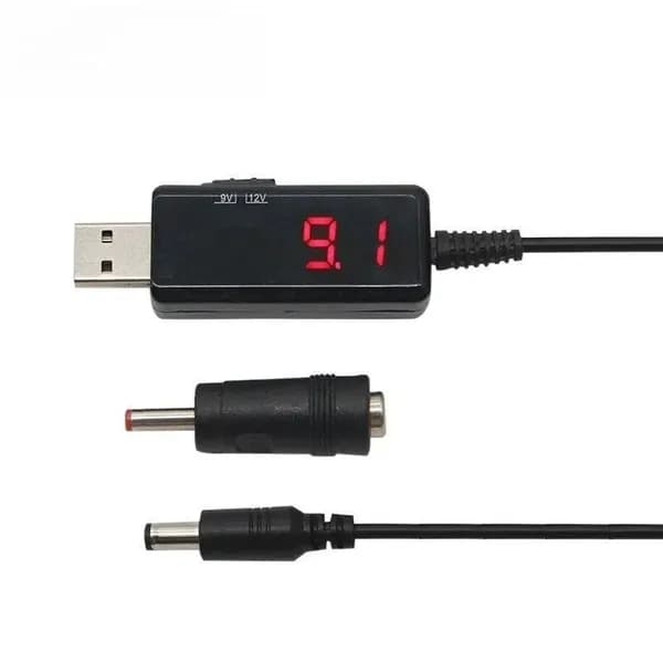 Кабель повышающего преобразователя USB в постоянный ток с регулировкой от 5 В до 9 В 12 В, Трансформатор со светодиодным дисплеем напряжения, регулятор мощности постоянного тока со шнуром переключения