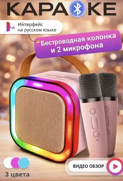 Караоке колонка с двумя микрафонами