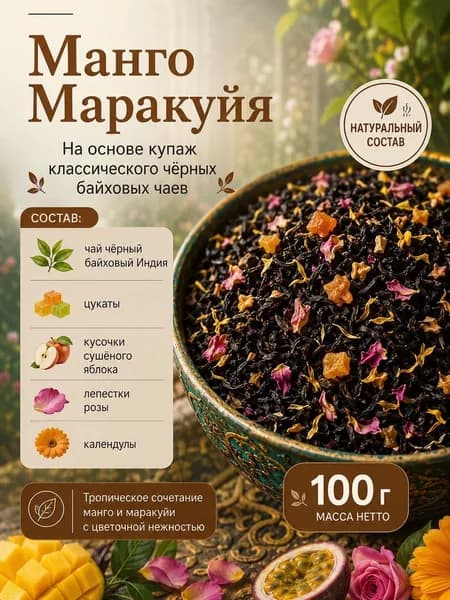 Чай черный ароматный "Манго-Маракуйя", 100гр