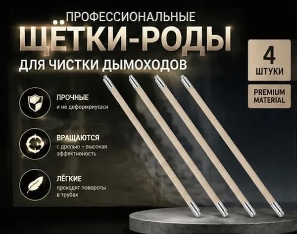 Трубчатые пластиковые щётки белого цвета для чистки вентиляционных и дымоходных каналов, набор 4 шт