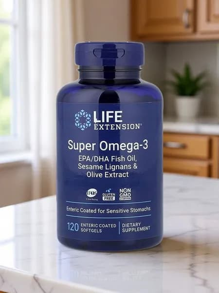 Life Extension, супер омега-3, рыбий жир с ЭПК и ДГК, лигнаны кунжута и экстракт оливы, 120 капсул, покрытых кишечнорастворимой оболочкой