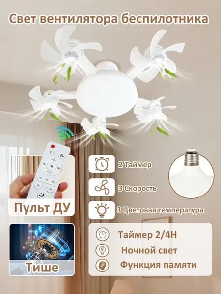 Люстра потолочная с вентилятором на пульте