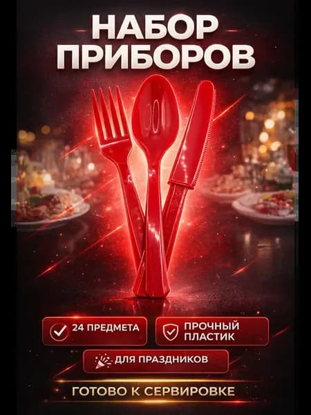 Набор одноразовых столовых приборов пластиковых