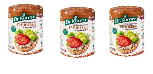Dr. Korner Хлебцы Гречневые с витаминами, 100гр, 3 шт