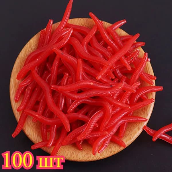 Приманка для червей-имитаторов красного цвета, 50/100 шт.
