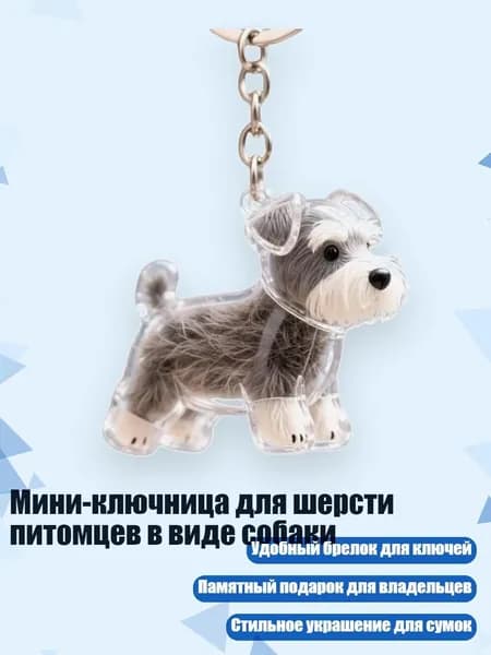 Мини-ключница для шерсти питомцев в виде собаки, - Встань, шнауцер
