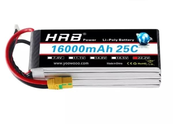 Аккумулятор HRB для FPV-дрона, радиоуправляемой машинки, 22.2V, Li-Po, 16000mah, 25C, разъем XT60, 6S1P
