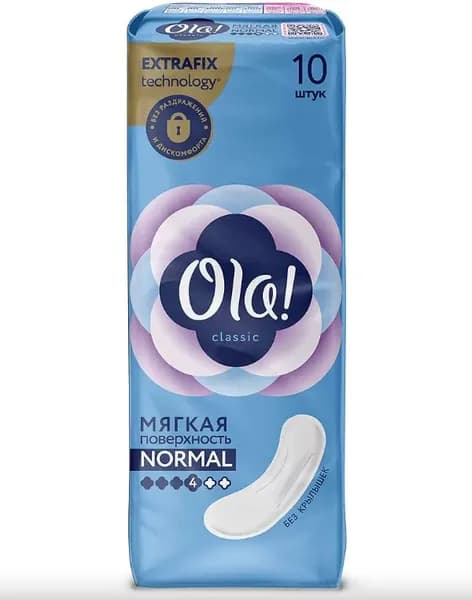 Ola! Прокладки Classic Normal мягкая поверхность без крылышек, 10 штук в упаковке /