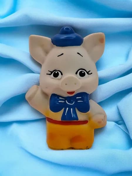 Винтажная игрушка "Поросенок", СССР, размер 9,5х7х13,5см