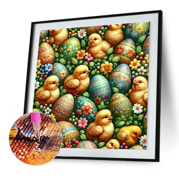 Диамантная картина Пасхальный цыплёнок 30 30 см, 5D, из смолы
