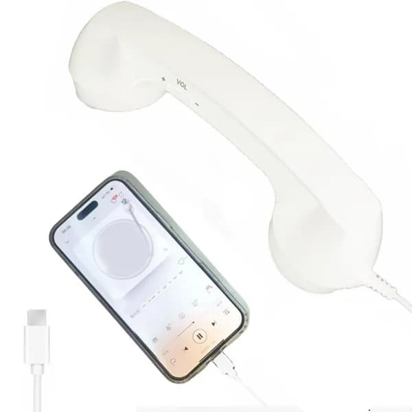 Телефонная трубка в ретро-стиле с разъёмом USB-C, белая