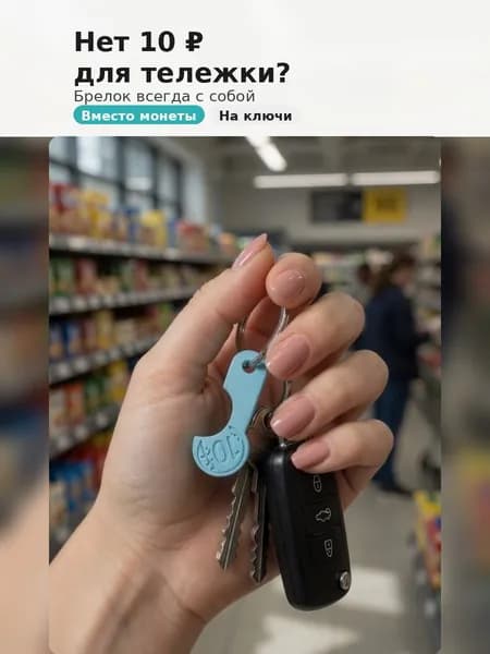 Ключ - брелок от тележки в супермаркете