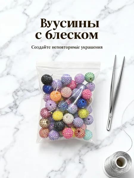 Разноцветные бусины с стразами для творчества