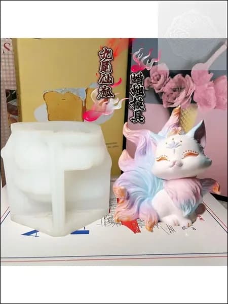 Силиконовая форма 3D Девятихвостый лис : для свечей, гипса и декора, дух лиса, пищевой силикон, подарочный набор