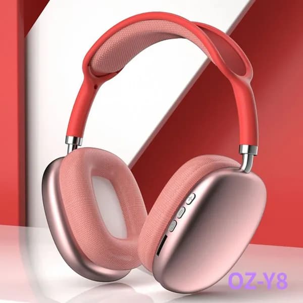 milochic Наушники беспроводные с микрофоном P9pro max, Bluetooth, USB Type-C, 3.5 мм, розовый