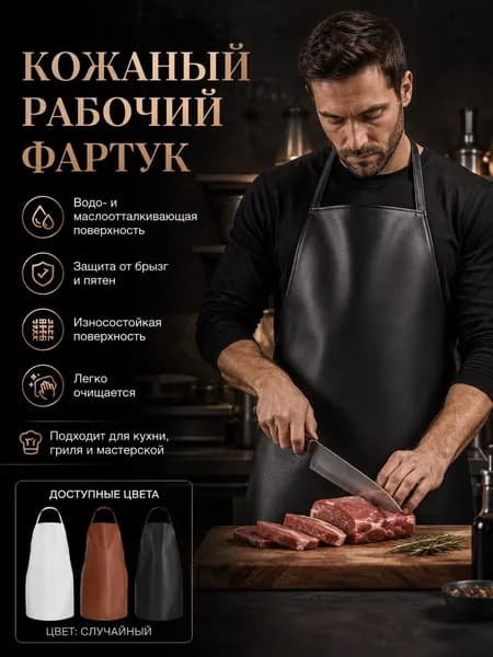 Фартук рабочий непромокаемый, черный, с карманами, унисекс, 1 шт