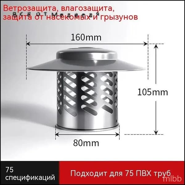 Зонт из нержавеющей стали f75 мм, универсальный,Воздухозаборник для зонта