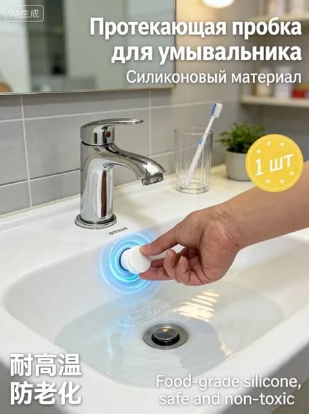 Заглушка для протекания раковины, силиконовое затыкающее отверстие, заглушка для универсального отверстия для перелива раковины, белое,1 шт