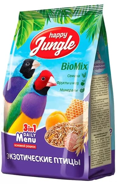 Happy Jungle Корм для экзотические птицы, основной рацион, 500 г