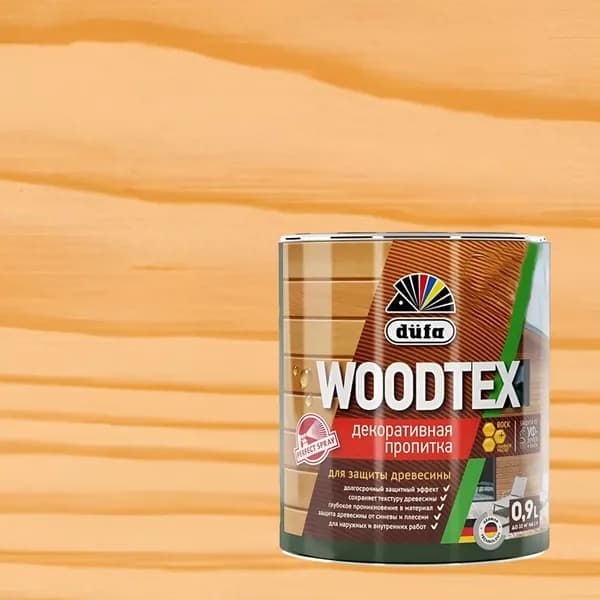 Декоративная пропитка для древесины Dufa Woodtex полуматовая (0,9л) сосна