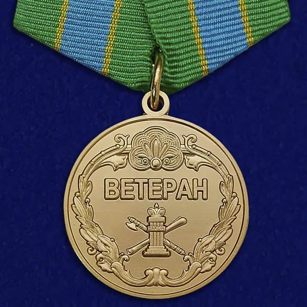Медаль Ветеран ФССП (Федеральной службы судебных приставов) (Муляж), диаметр 32 мм, металл латунь/холодная эмаль, булавочный зажим