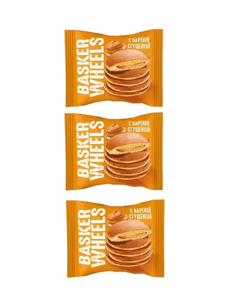 Basker Wheels Пирожное Раncake c вареной сгущенкой, 36 гр, 3 уп