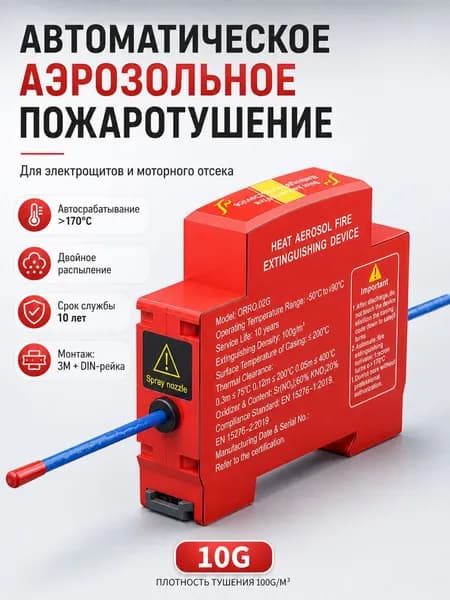 (10) автоматическое устройство огнетушителя для горячего аэрозоля в распределительном шкафу питания
