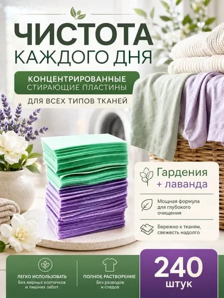 Стиральные пластины для стирки, 240 шт.(лаванда + жасмин).концентрированные, всех типов тканей, пятновыводитель Возможно, вам понравится