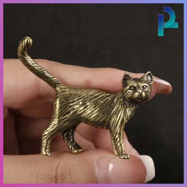 Винтажная статуэтка котенка из латуни
