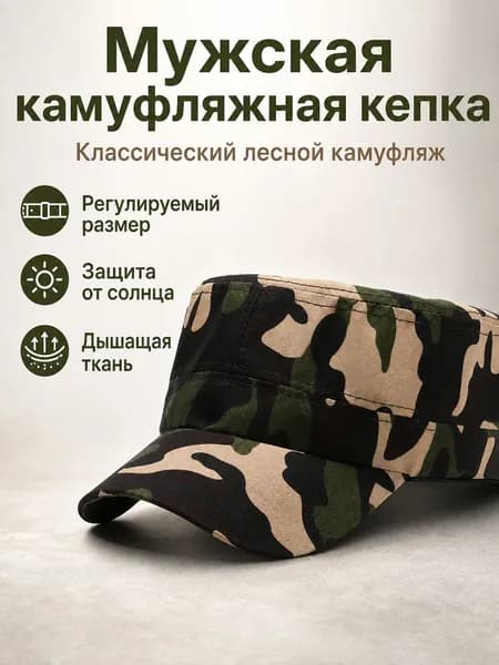 Шапка папаха camo-flat-cap-2026