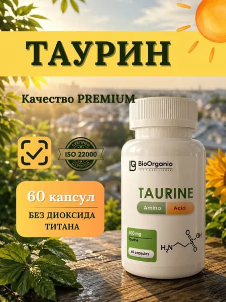 Таурин 500 мг Taurin витамины для энергии, сердца и сосудов 60 капсул