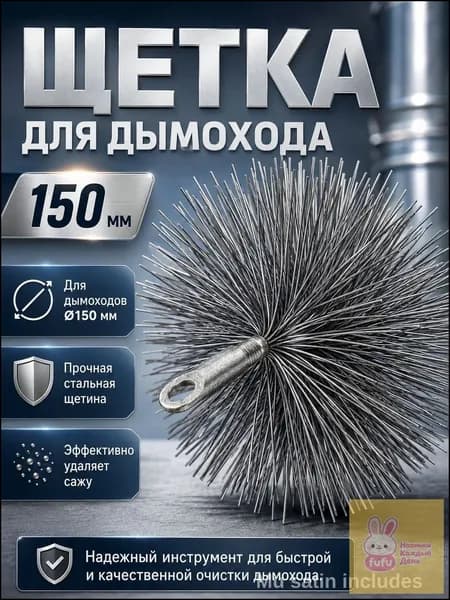 Щетка для чистки труб диаметром 150 мм с резьбой М12