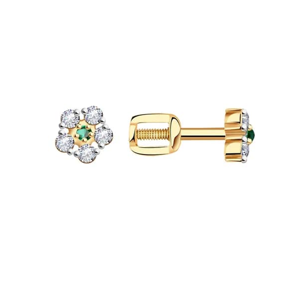 Золотые серьги DIAMANT-ONLINE с цирконием 585 пробы