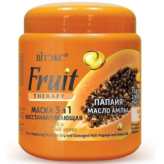 Витэкс Маска для волос FRUIT THERAPY восстанавливающая 3в1 папайя и масло амлы 450 мл