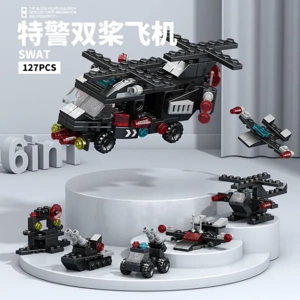 Конструктор совместимый с Lego Динозавр-робот 6 в 1, военная серия, развивающая модель для сборки, новинка, подарок для мальчиков
