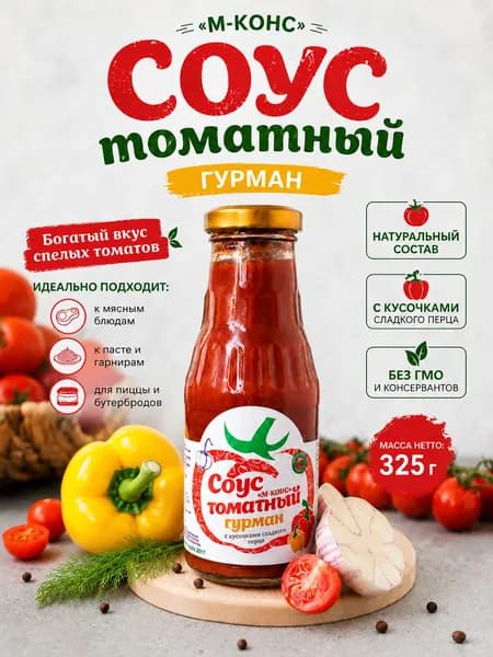 Соус томатный "Гурман" с кусочками сладкого перца Мичуринский, 325 г