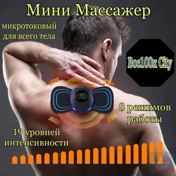 Мини Массажер, миостимулятор-тренажер для шеи и плеч, спины, рук и ног, пяток, для пресса, живота и мышц, антицеллюлитный/ USB мини - массажер для тела бабочка