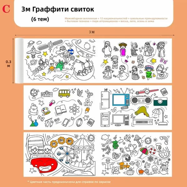 DIY-рулон для рисования для детей, бумага для раскрашивания, граффити-свиток, для творчества и декора