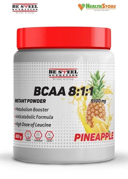 Be Steel Nutrition BCAA 8:1:1 Instant Powder 9100мг 300г (ананас) Аминокислоты БЦАА порошок
