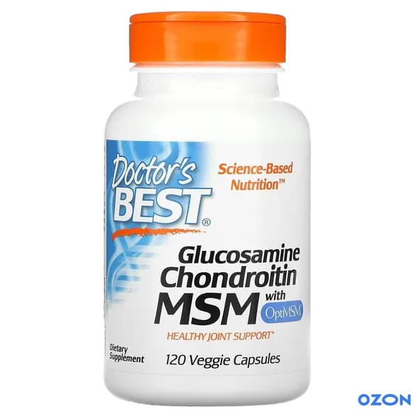 Глюкозамин хондроитин MSM, для суставов и связок Glucosamine Chondroitin MSM, 120 капсул