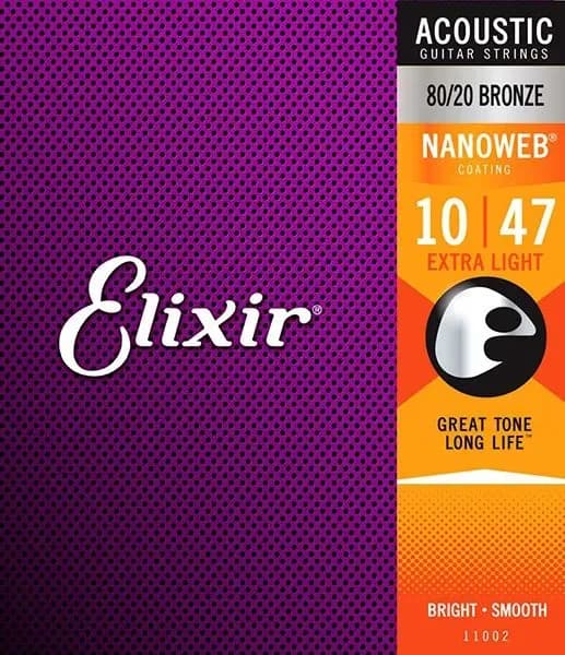 Струны для акустической гитары Elixir NanoWeb 80/20 Bronze Acoustic 10-47 (11002)
