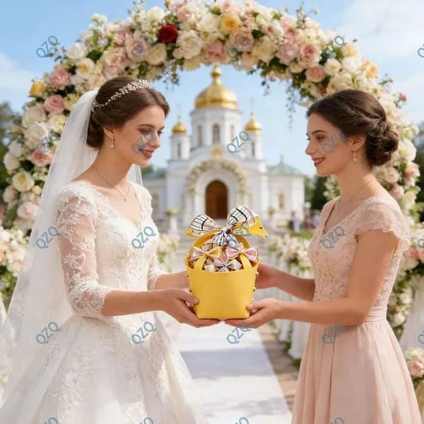 Подарочная коробка-ведерко из PU-кожи, с лентой, для конфет и подарков на свадьбу и день рождения