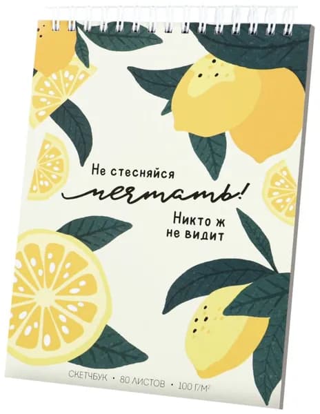 Скетчбук для рисования "Не стесняйся мечтать", творческий блокнот, формат А5, 80 листов на спирали, в твердой обложке, плотность бумаги 100 г/м2