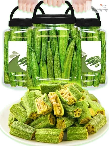 100 г,Хрустящие окра,вкусная закуска из сушеных овощей, овощные снэки, полезные и питательные, готовы к употреблению, семейная закуска