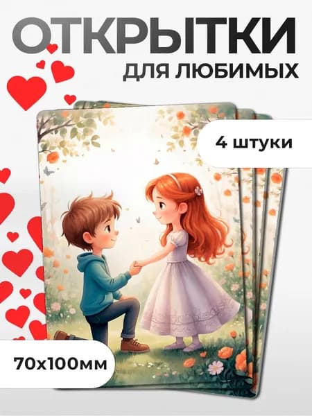 Открытки для любимых 70х100 мм 4 штуки