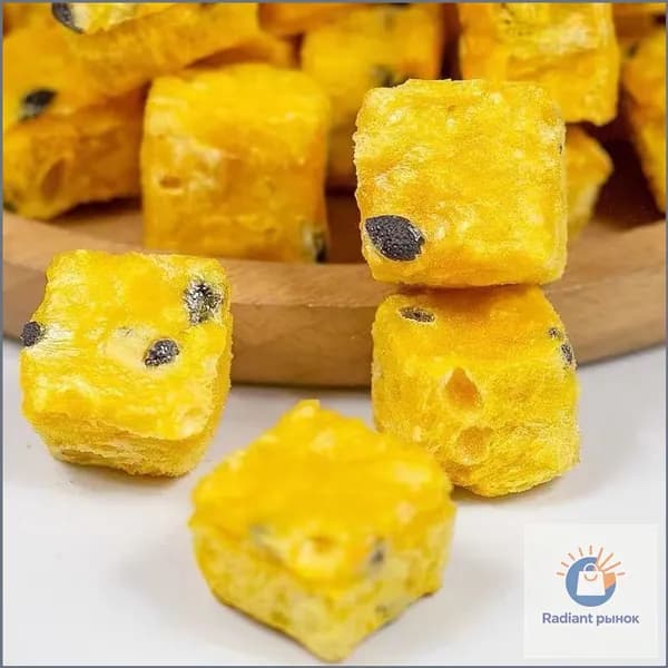 Качественный быстрорастворимый чай из кубиков сублимированной маракуйи, замоченных в воде