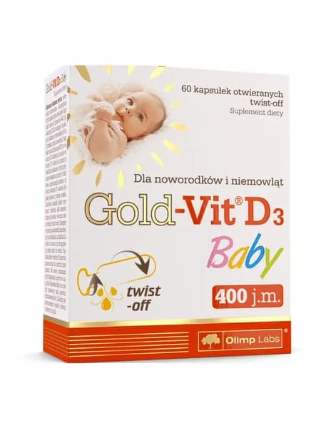 Olimp Labs, Gold-Vit D3 Baby, Витамин D3 для детей, Витамины для иммунитета, костей и зубов, 60 капсул