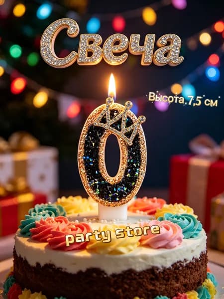 Свечи для торта цифра 0, 7.5 см